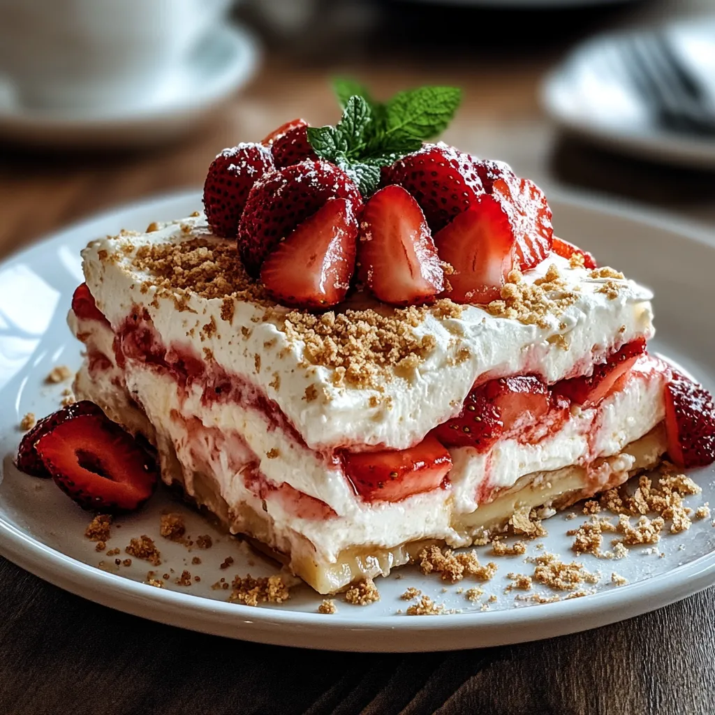 No Bake Strawberry Cheesecake Lasagna
