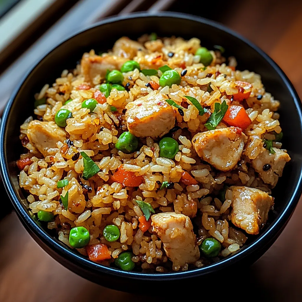 High Protein Crispy Garlic Chicken Fried Rice Recipe