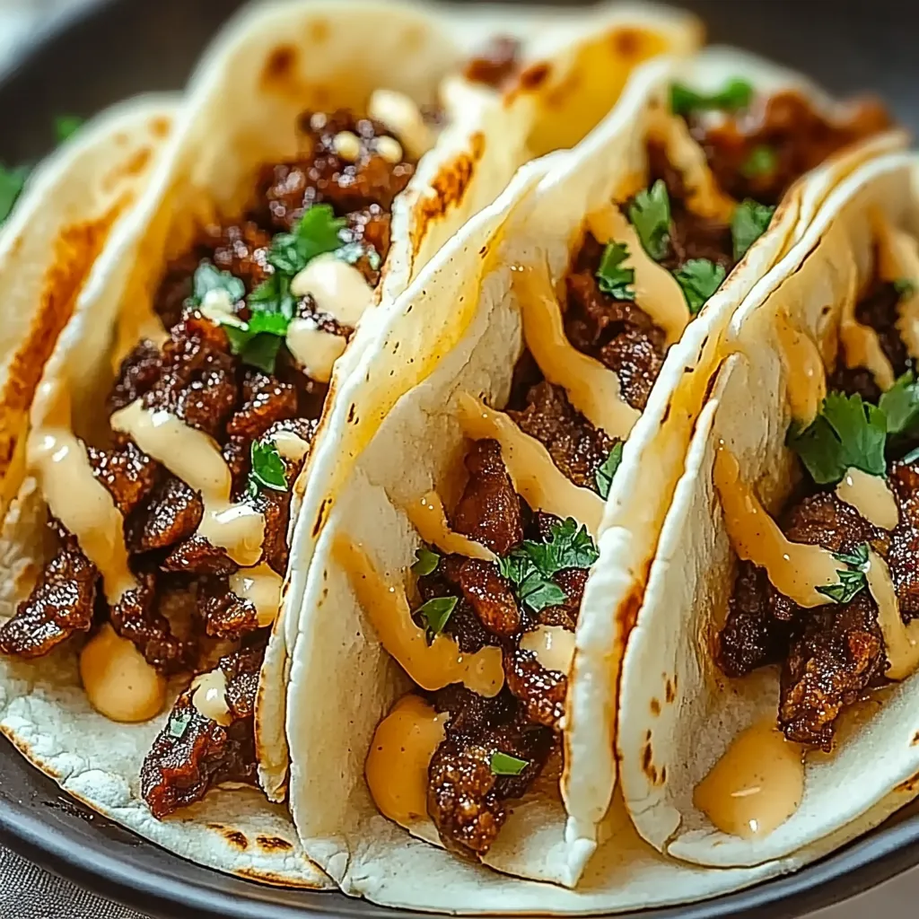Garlic Butter Honey BBQ Beef Tacos