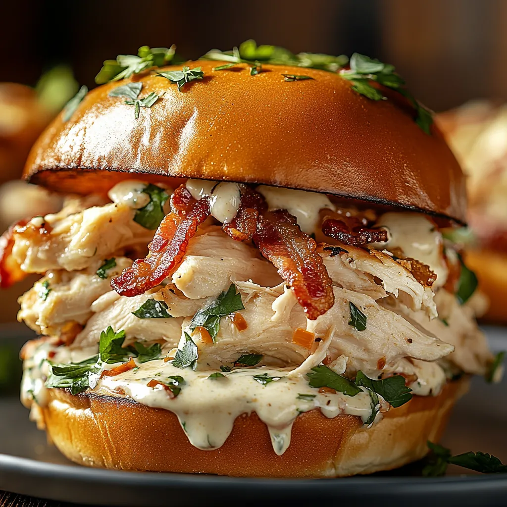 Slow Cooker Chicken Bacon Ranch Sandwiches