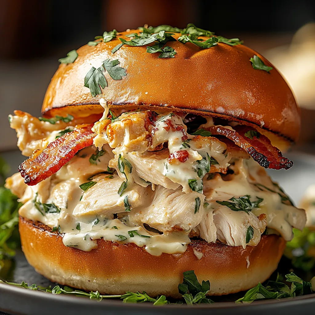 Slow Cooker Chicken Bacon Ranch Sandwiches Recipe