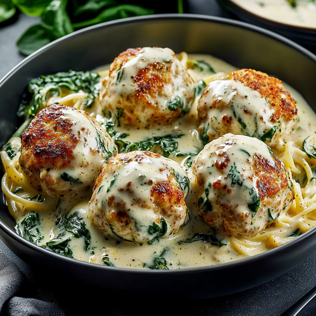 Chicken Ricotta Meatballs with Spinach Alfredo Sauce Recipe
