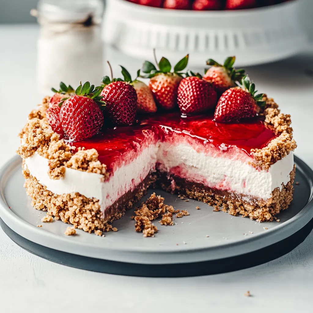 Easy Strawberry Crunch Cheesecake