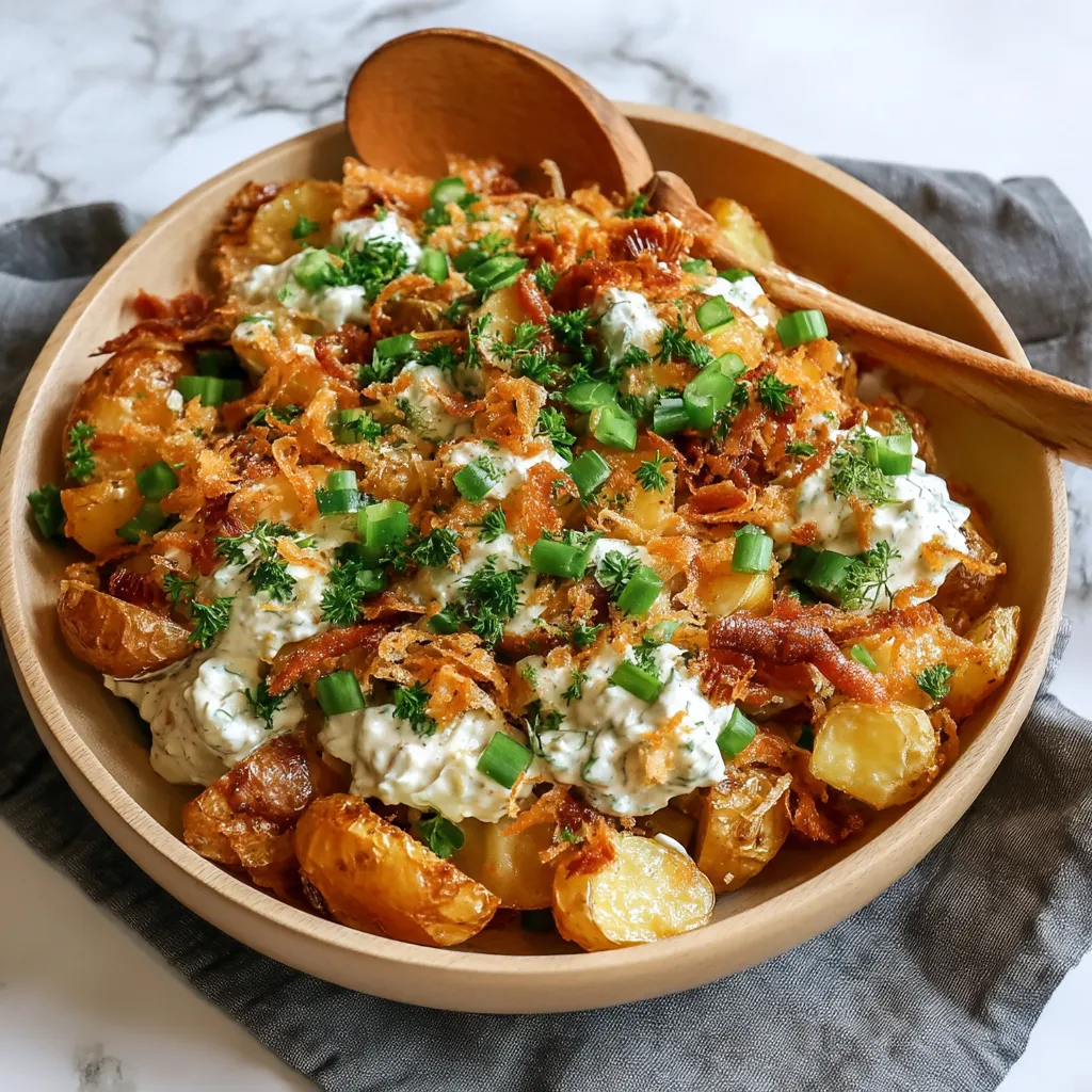 Easy Crispy Smashed Potato Salad