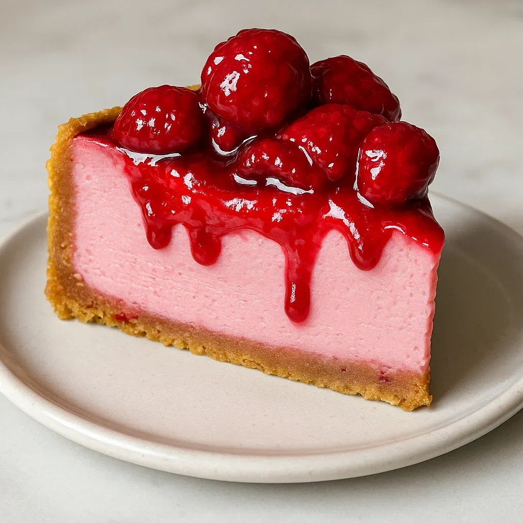 Easy Baked Raspberry Cheesecake