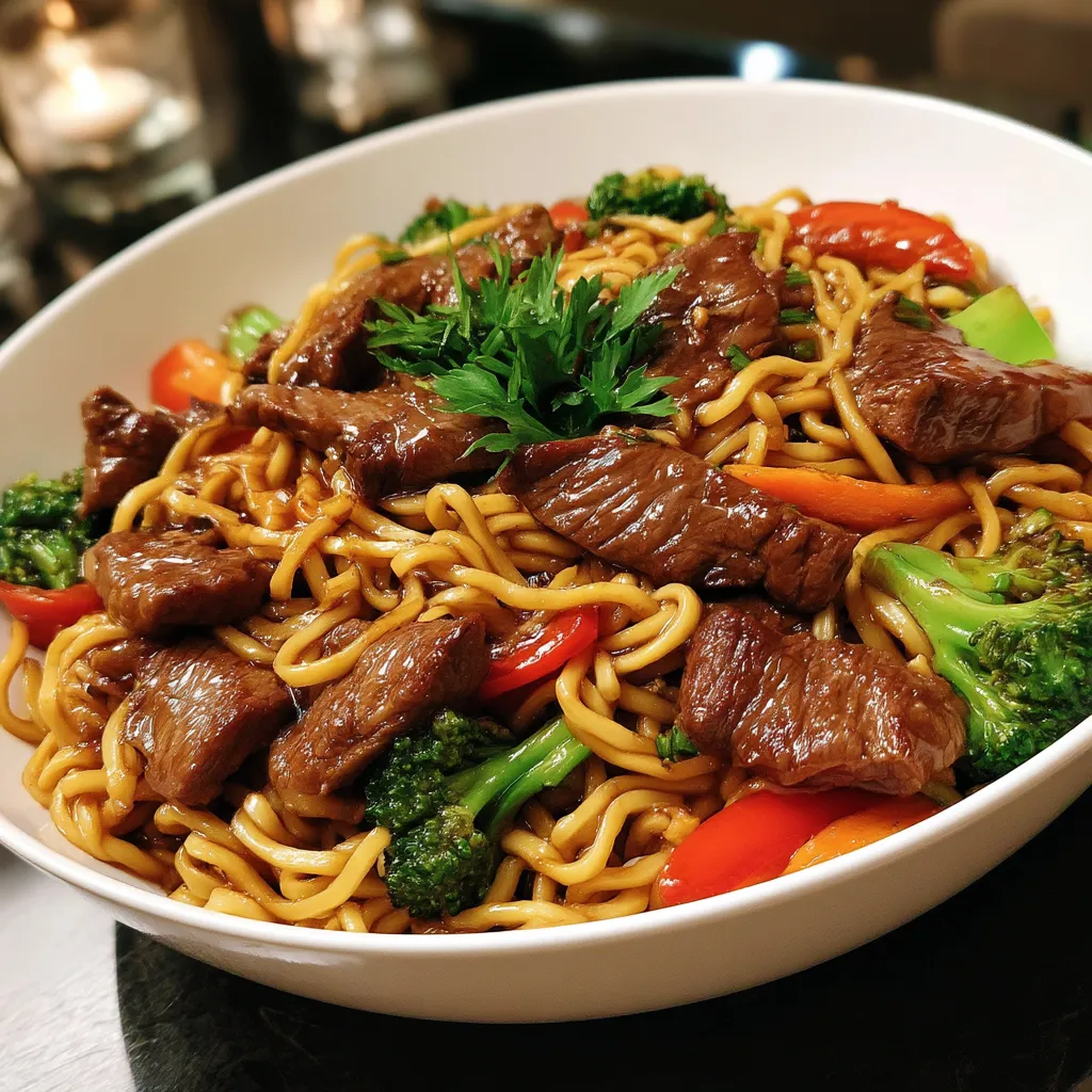 Beef Stir Fry with Noodles and Sticky Sauce