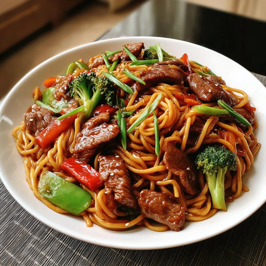 Beef Stir Fry with Noodles and Sticky Sauce