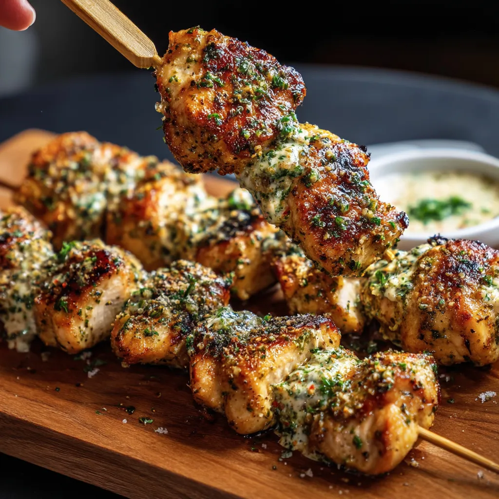 Garlic Parmesan Chicken Skewers
