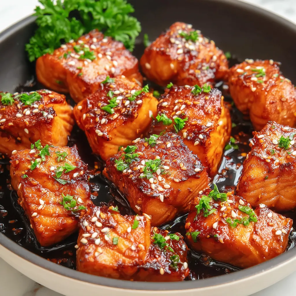Honey Garlic Salmon Bites