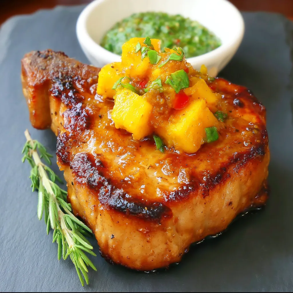 Rosemary Pork Chops with Peach Salsa
