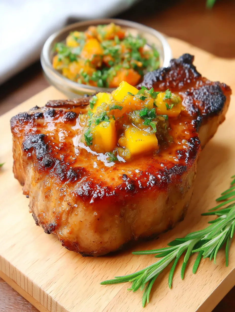 Rosemary Pork Chops with Peach Salsa