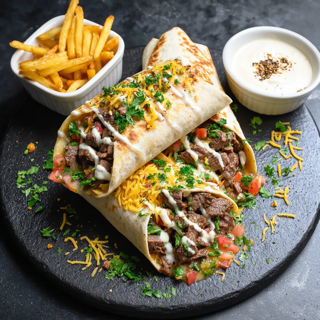 Steak & Cheese Dirty Fry Burritos
