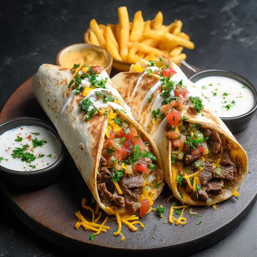 Steak & Cheese Dirty Fry Burritos