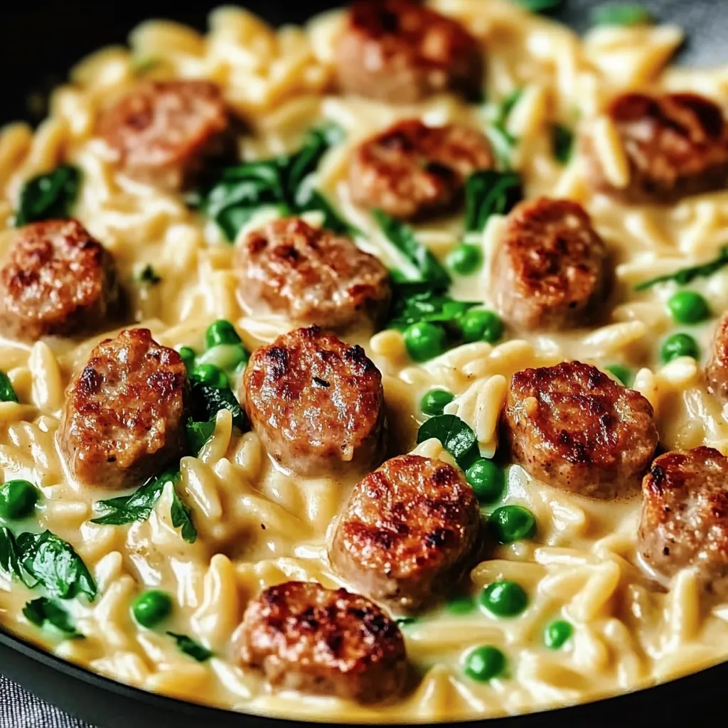 Irresistible Creamy Chicken Sausage Orzo Skillet