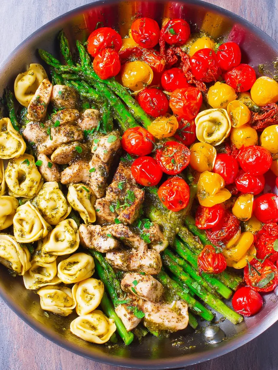 Pesto Chicken Tortellini and Veggies
