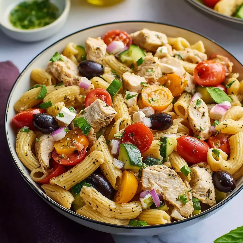 Mediterranean Chicken Pasta Salad