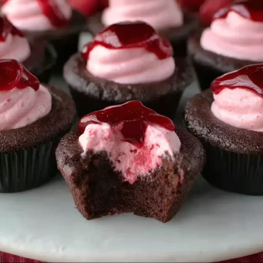 Bite-Size Brownie Cups with Raspberry Mousse