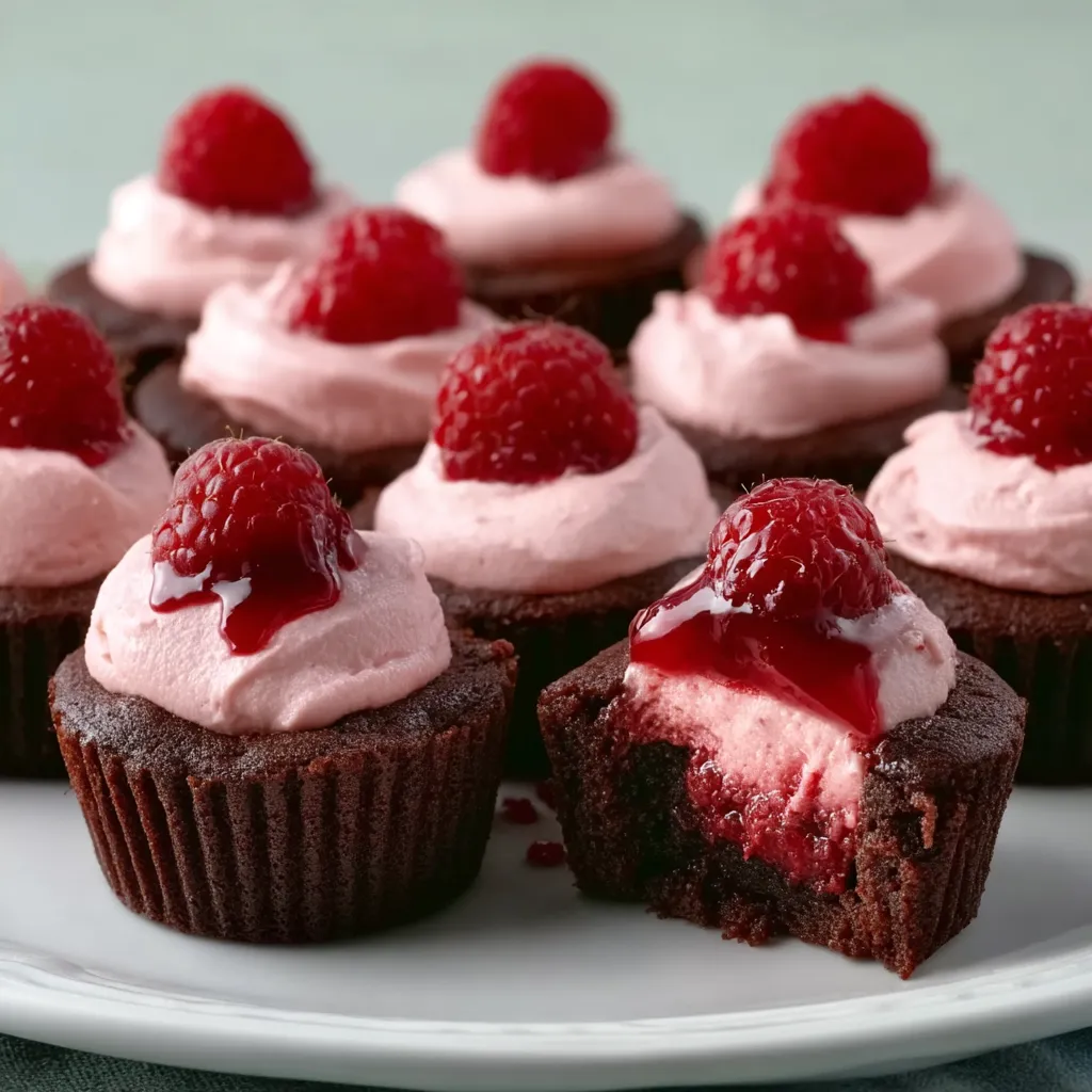 Bite-Size Brownie Cups with Raspberry Mousse