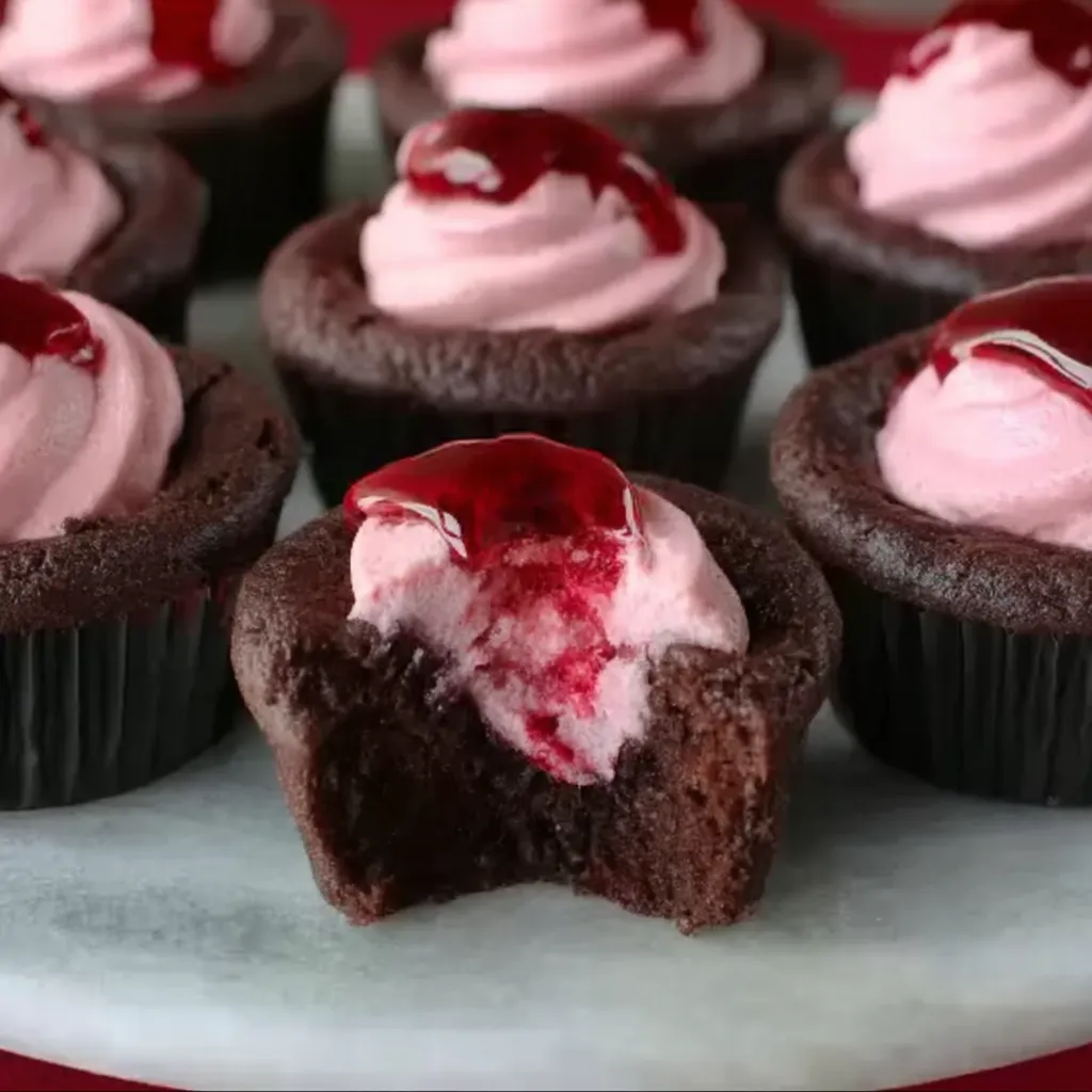Bite-Size Brownie Cups with Raspberry Mousse