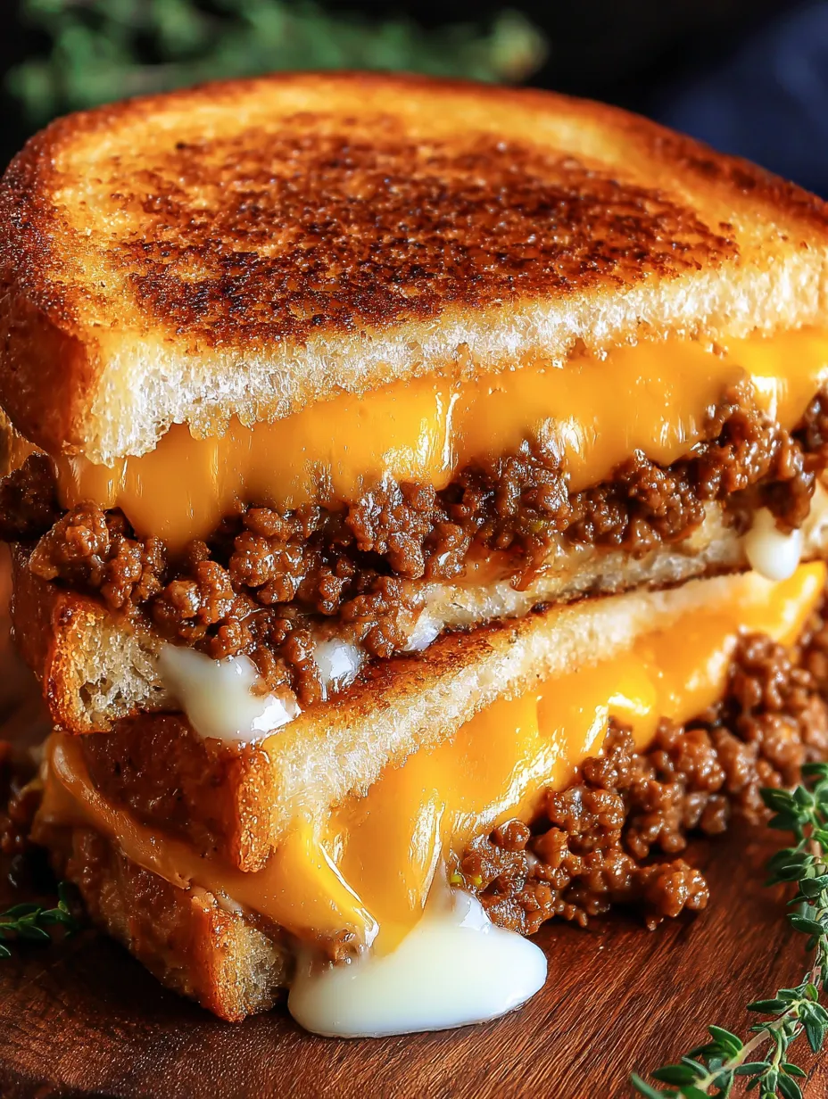 Ground Beef Grilled Cheese Sandwich