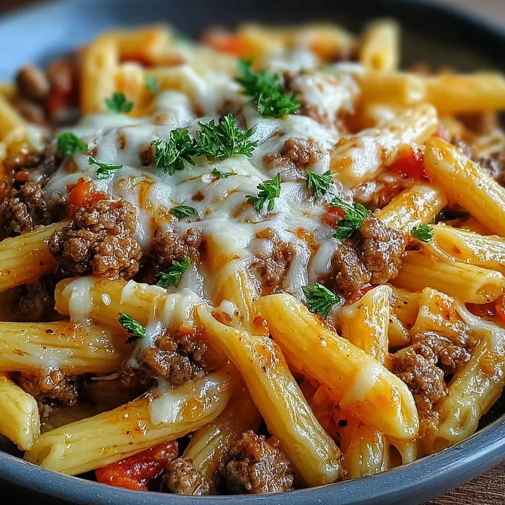 Cheesy Penne Garlic Butter Beef