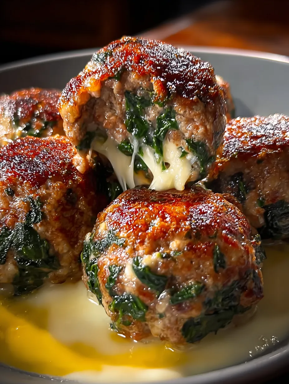 Spinach Garlic Mozzarella Meatballs