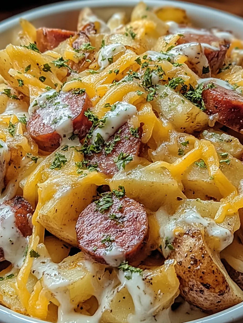 Cheesy Ranch Potatoes and Smoked Sausage