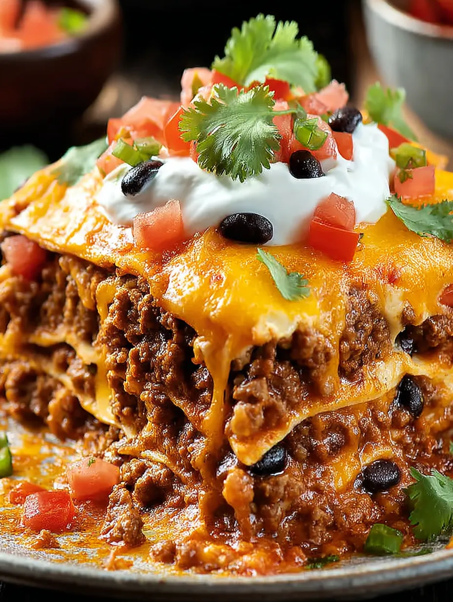 Mexican Lasagna Layered Casserole