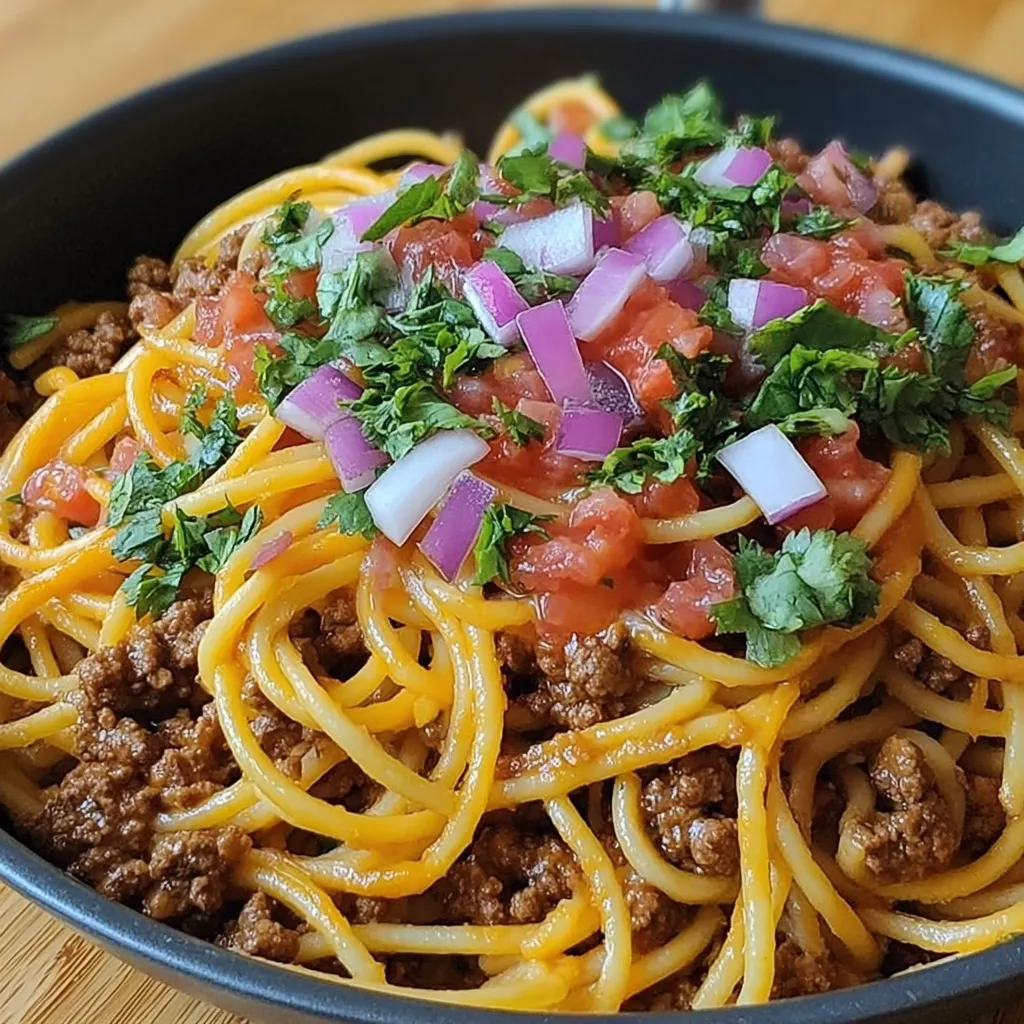 Taco Spaghetti Ground Beef Cheddar