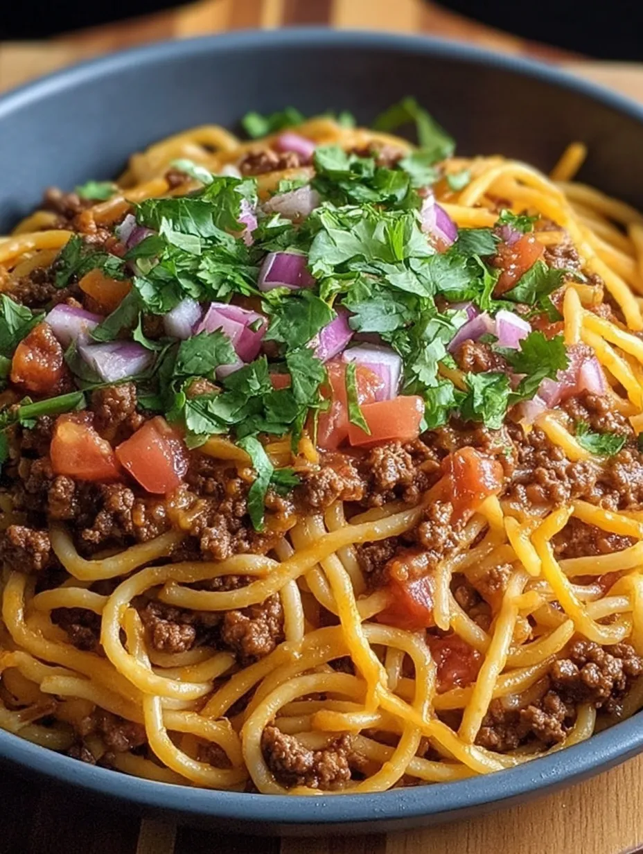 Taco Spaghetti Ground Beef Cheddar
