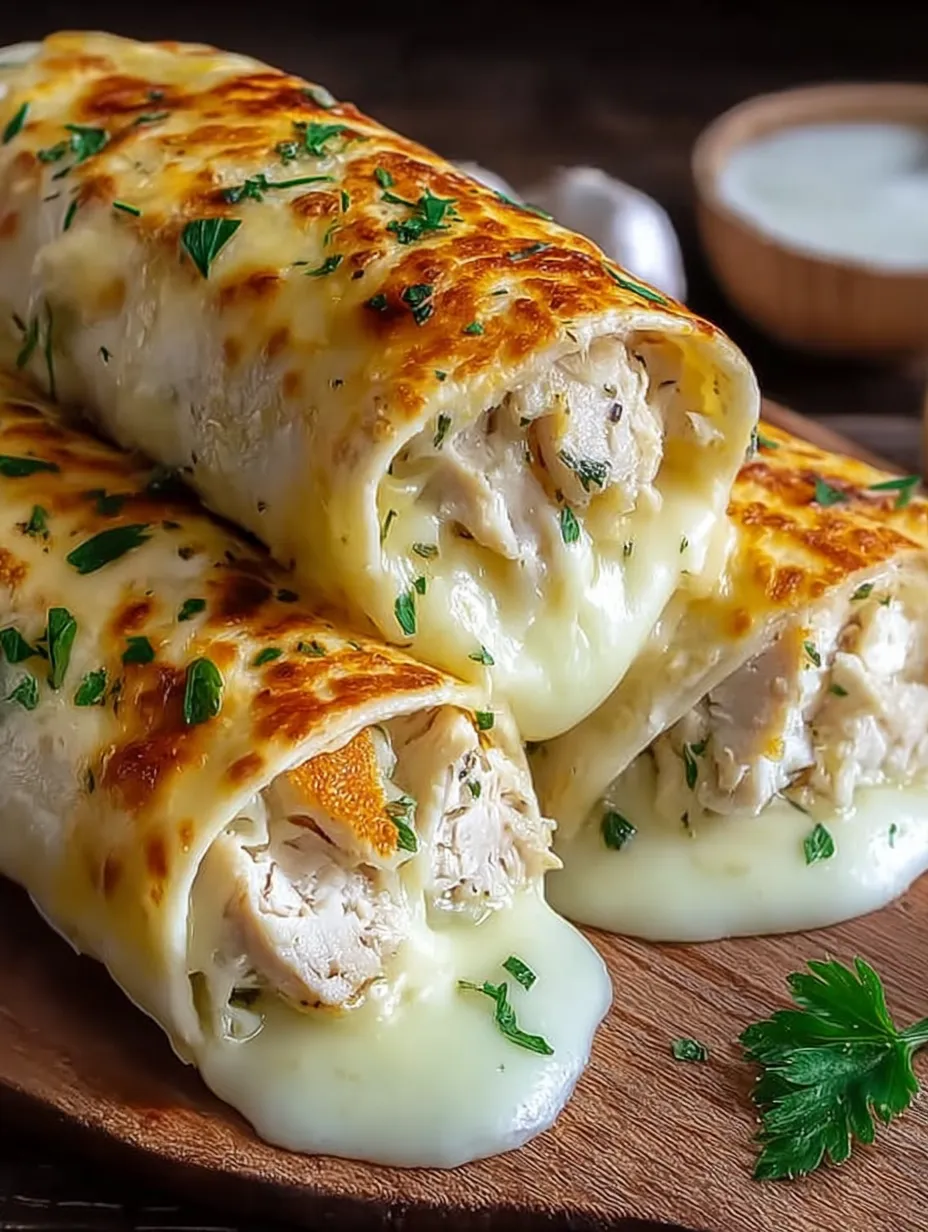 Cheesy Garlic Chicken Wraps