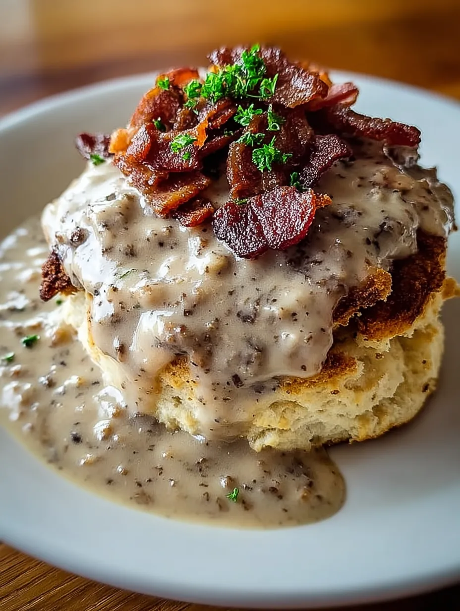 Bacon Biscuit Gravy Volcano