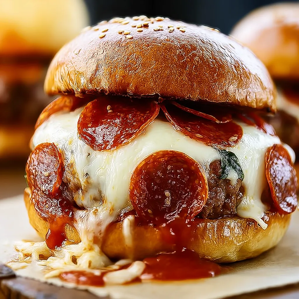 Pizza Burgers Melty Pepperoni Mozzarella