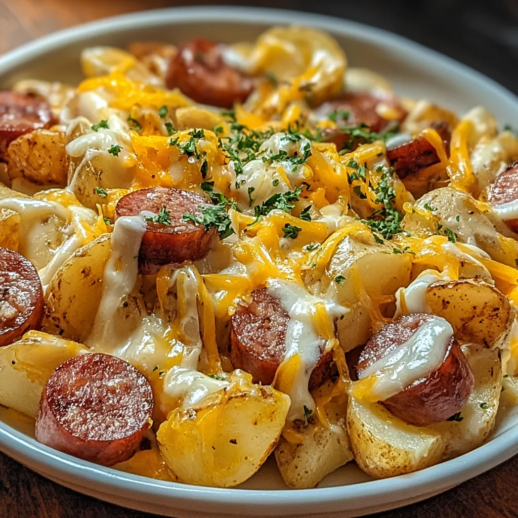 Cheesy Ranch Potatoes and Smoked Sausage