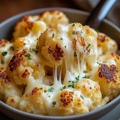 Crispy Roasted Cauliflower with Cheddar & Parmesan