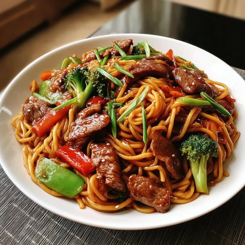 Beef Stir Fry with Noodles and Sticky Sauce